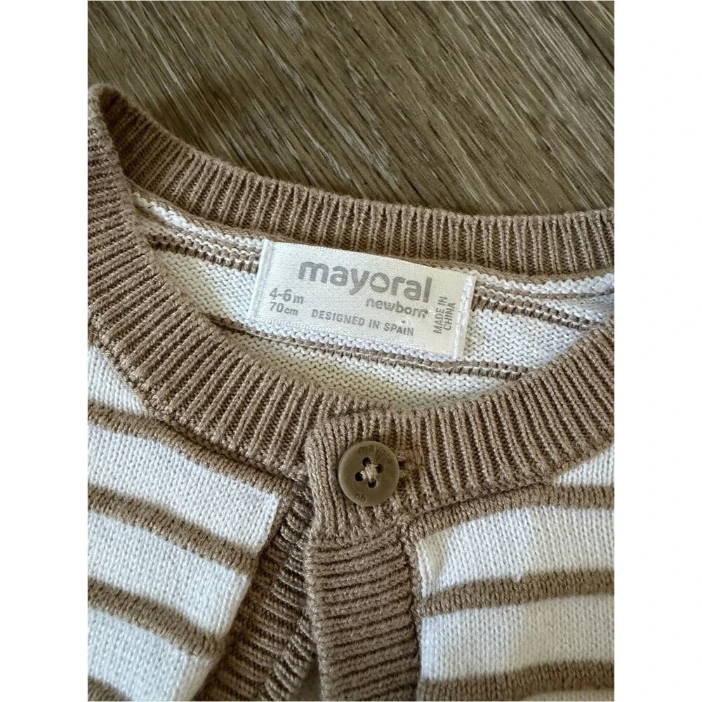 Mayoral Cream Striped Knit Baby Cardigan 4-6 Months